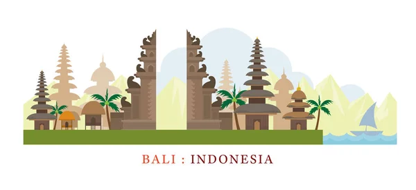 Bali, Indonesia Perjalanan dan Daya tarik - Stok Vektor