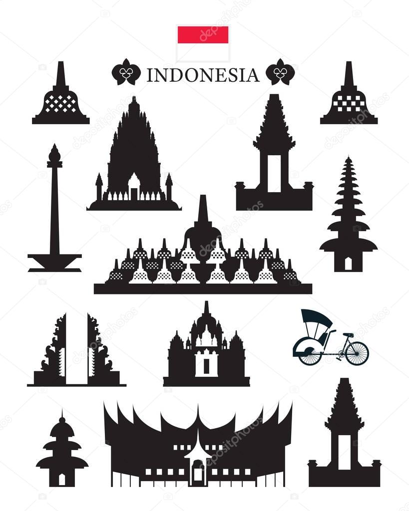 Indonesia Landmarks Architecture Building Object Set