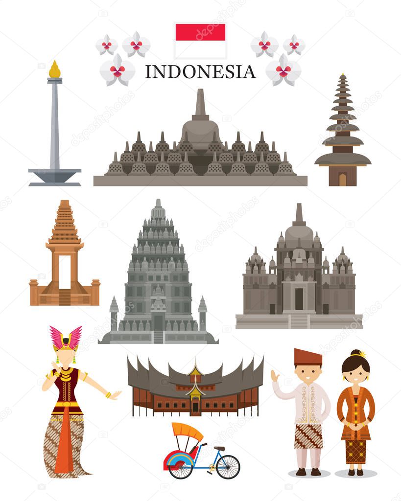 Indonesia Landmarks and Culture Object Set
