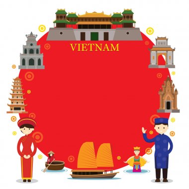 Vietnam yerler, insanlar geleneksel kıyafetleri, çerçeve