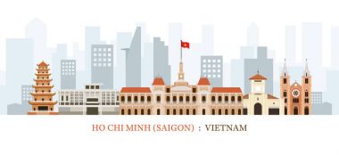 Saigon veya Ho Chi Minh City, Vietnam yerlerinden manzarası