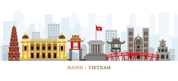 Hanoi Vietnam Landmarks Skyline — Image vectorielle