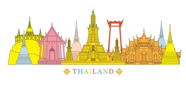 Thailand het platform bezienswaardigheden Skyline — Stockvector