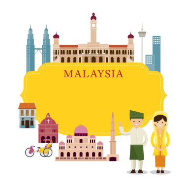 Malezya yerler, insanlar geleneksel kıyafetleri, çerçeve