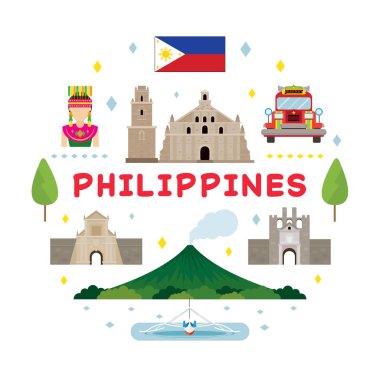 Philippines Travel Attraction Label clipart
