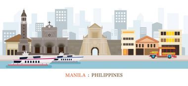 Manila, Philippines Landmarks Skyline clipart
