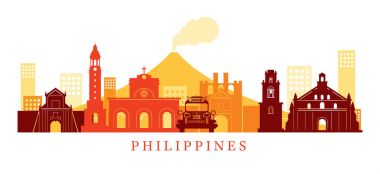 Philippines Architecture Landmarks Skyline, Shape clipart