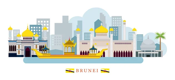 Brunei Marcos Skyline —  Vetores de Stock