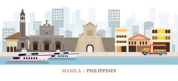 Manila, Filipinas Hitos Skyline — Archivo Imágenes Vectoriales