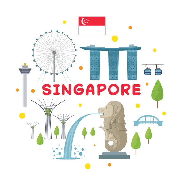 Singapore Travel Attraction Label — Stockvektor