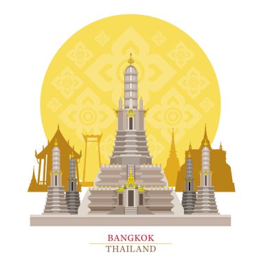 WAT Arun (şafak Tapınağı), Bangkok, Tayland dekorasyon Bac ile