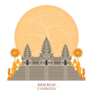 Angkor Wat, Siem Reap, Kamboçya dekorasyon arka plan ile