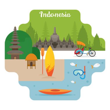 Indonesia Travel and Attraction Landmarks clipart