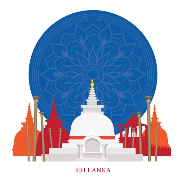 Σρι Λάνκα Αξιοθέατα με διακόσμηση φόντο — Διανυσματικό Αρχείο
