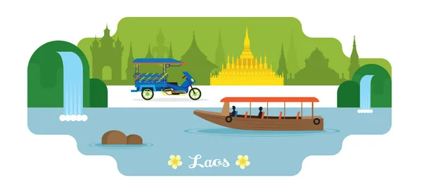 Laos rejser og attraktion vartegn – Stock-vektor