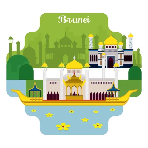 Brunei Voyage et attraction — Image vectorielle
