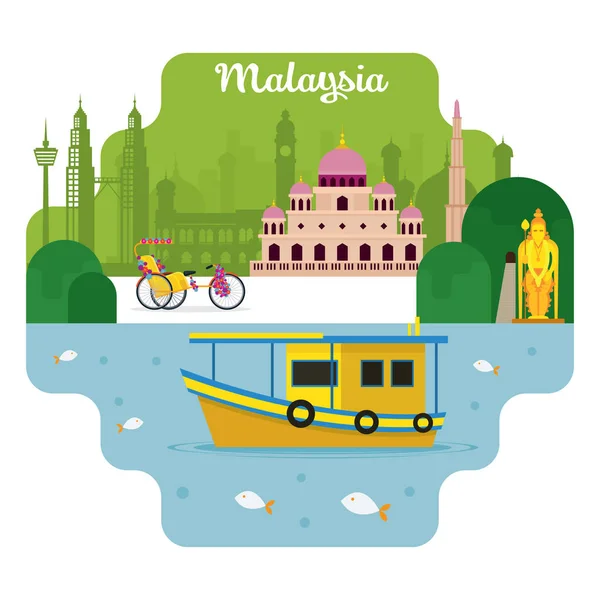 Malasia Viajes y Atracción — Vector de stock