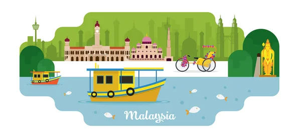 Malaisie Voyage et attraction — Image vectorielle