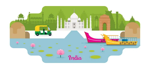 Hindistan Seyahat ve cazibe simge — Stok Vektör