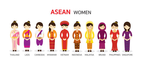 Southeast Asia Women in Traditional Clothing