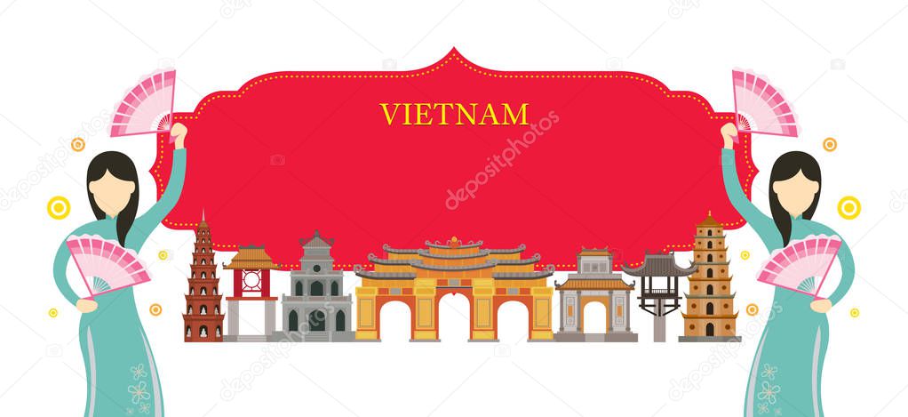 Vietnam Landmarks, Traditional Dance, Frame