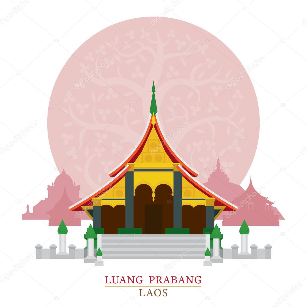 Wat Xieng Thong, Luang Prabang, Laos with Decoration Background
