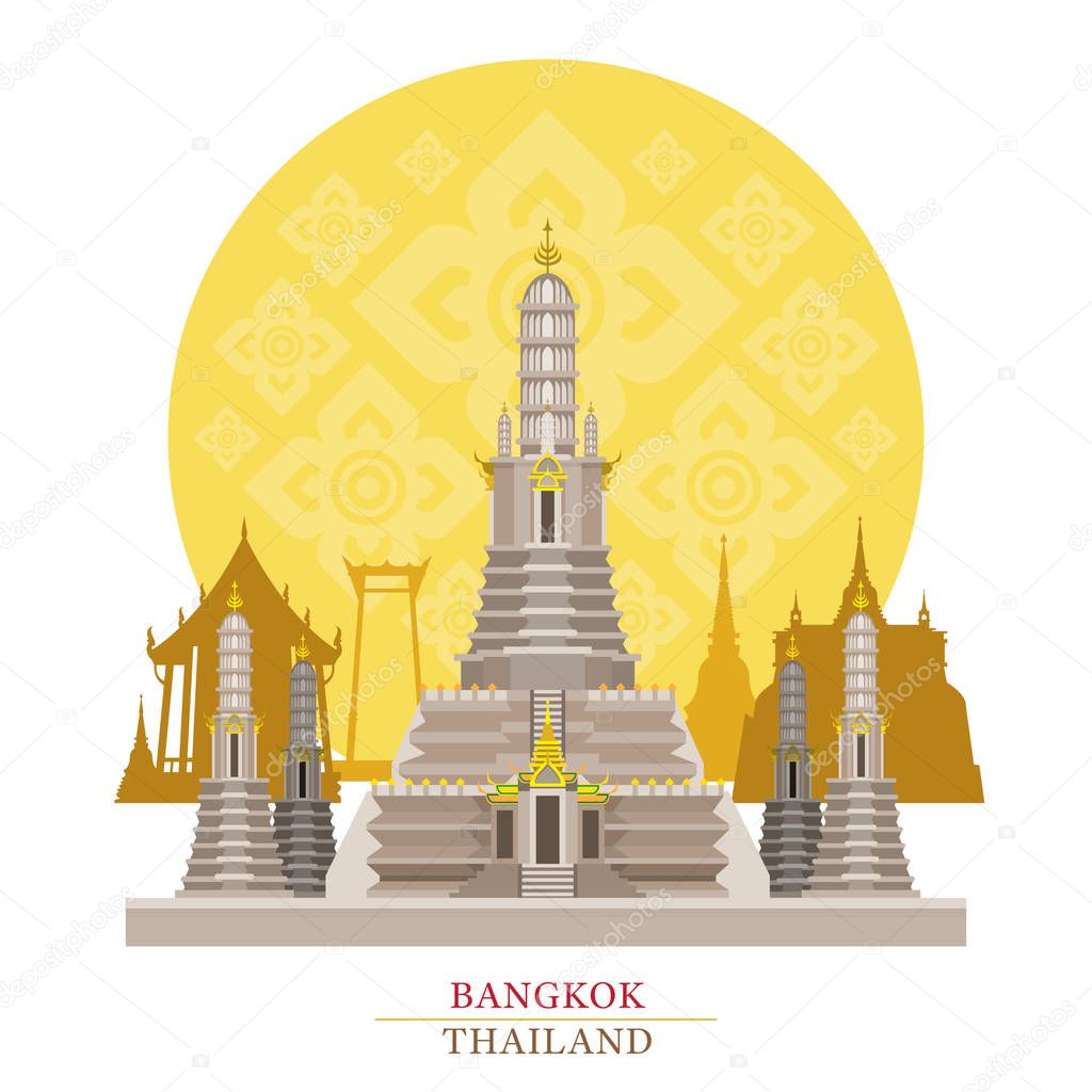 Wat Arun (Temple of Dawn), Bangkok, Thailand with Decoration Bac