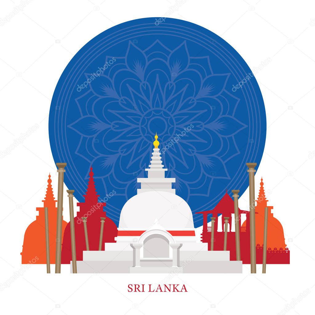 Sri Lanka Landmarks with Decoration Background