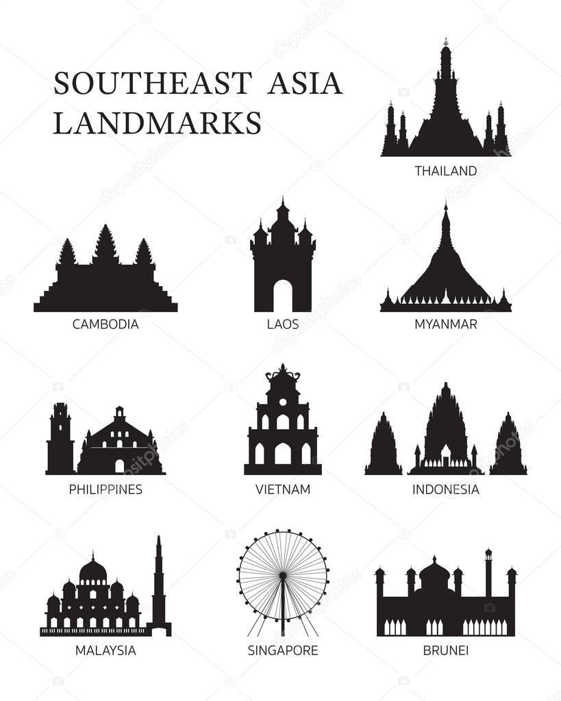 ASEAN, Southeast Asia Landmark Silhouette Set