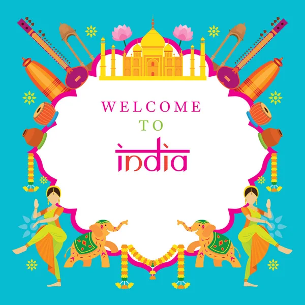 India reizen attractie Frame — Stockvector