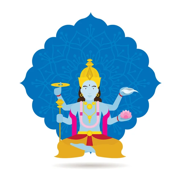 De Hindoe God Vishnu of godheid — Stockvector