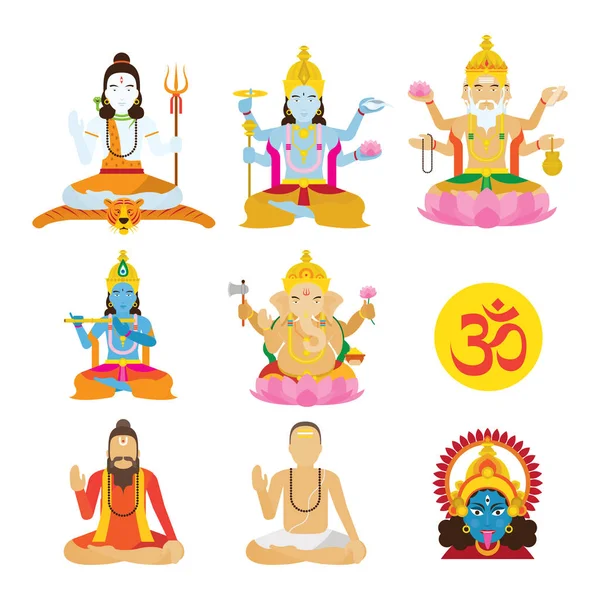 Dieu de l'hindouisme et ensemble prêtre — Image vectorielle