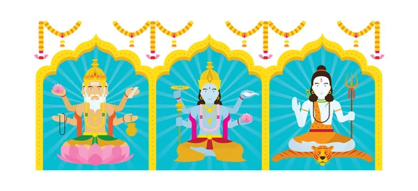 Trimurti, Brahma, Vishnu, Shiva — Vettoriale Stock