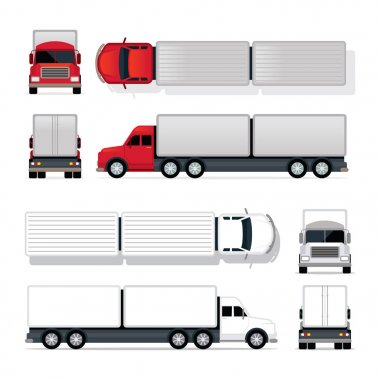 Römork kamyon kırmızı ve beyaz