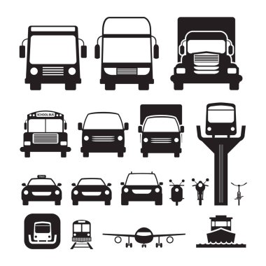 Vehicles, Cars and Transportation in Front View clipart