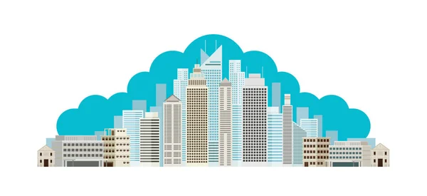 Κτίρια και ουρανοξύστες σύννεφο φόντο — Διανυσματικό Αρχείο