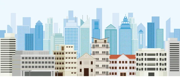 Edificios y Rascacielos Fondo Panorama — Vector de stock