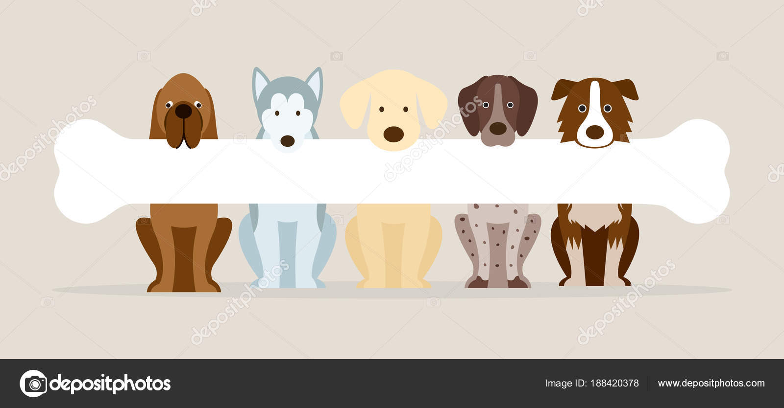 Group of Dog Breeds Holding Bone Stock Vector by ©muchmania 188420378