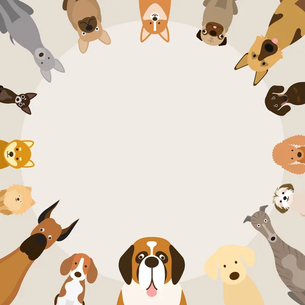 Rasy psów, okrągłe ramki — Wektor stockowy