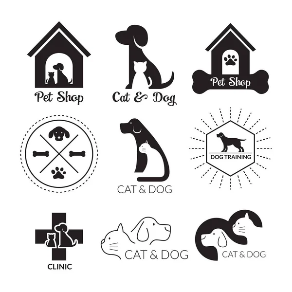 Pets Logo dan Simbol Hitam dan Putih - Stok Vektor