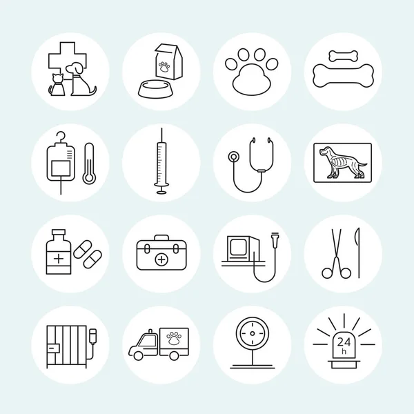 Set de iconos de línea veterinaria — Vector de stock