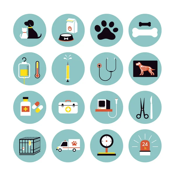 Veterinaire platte Icons Set — Stockvector