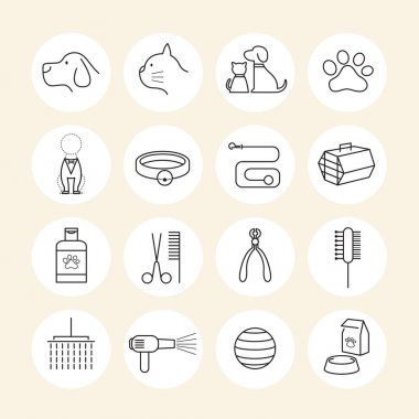 Evcil hayvan dükkanı satır Icons Set damat
