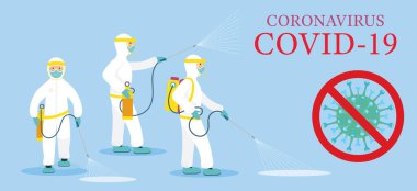 Koruyucu Giysi veya Giysi Giyen İnsanlar, Temizlik ve Dezenfekte Edici Virüs, Covid-19, Coronavirus Hastalığı, Önleyici Tedbirler