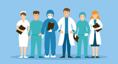 Üniforma, Koruyucu Takım elbise, Hastane, Sağlık ve Sağlık Hizmetleri Giyen Doktorlar ve Hemşireler Grubu