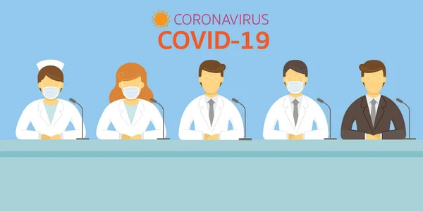 Déclaration Médecin Public Discours Rapport Annonce Sujet Covid Coronavirus — Image vectorielle