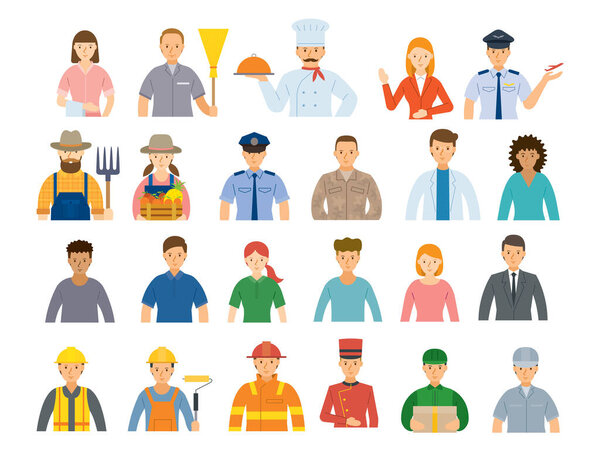 Группа людей Различные профессии и профессии, карьера, рабочий, трудовой и государственный служащий
