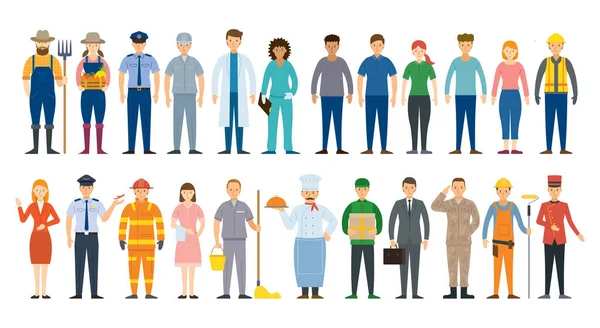 Group People Various Professions Occupations Career Worker Labor Government Officer — Stock Vector