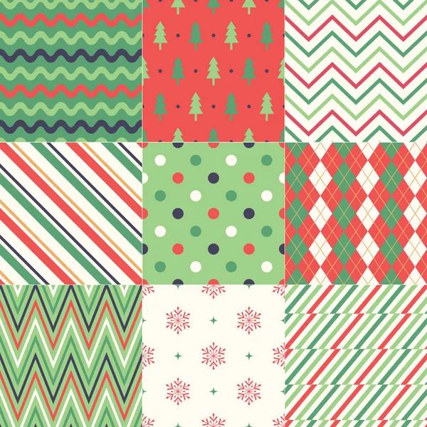 Seamless Green Red Geometric Christmas Pattern — Stock Vector