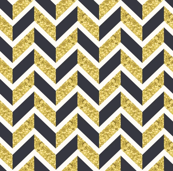 Seamless Gold Textured Geometric Herringbone Pattern — Stock Vector